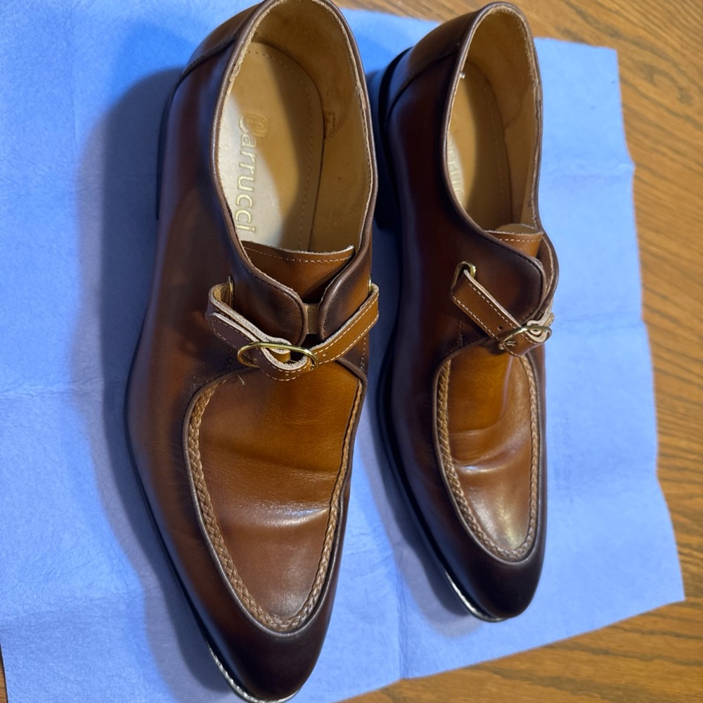 Carrucci Men's Dress Shoe Moc Toe Loafer Monk StrapCognac 10.5